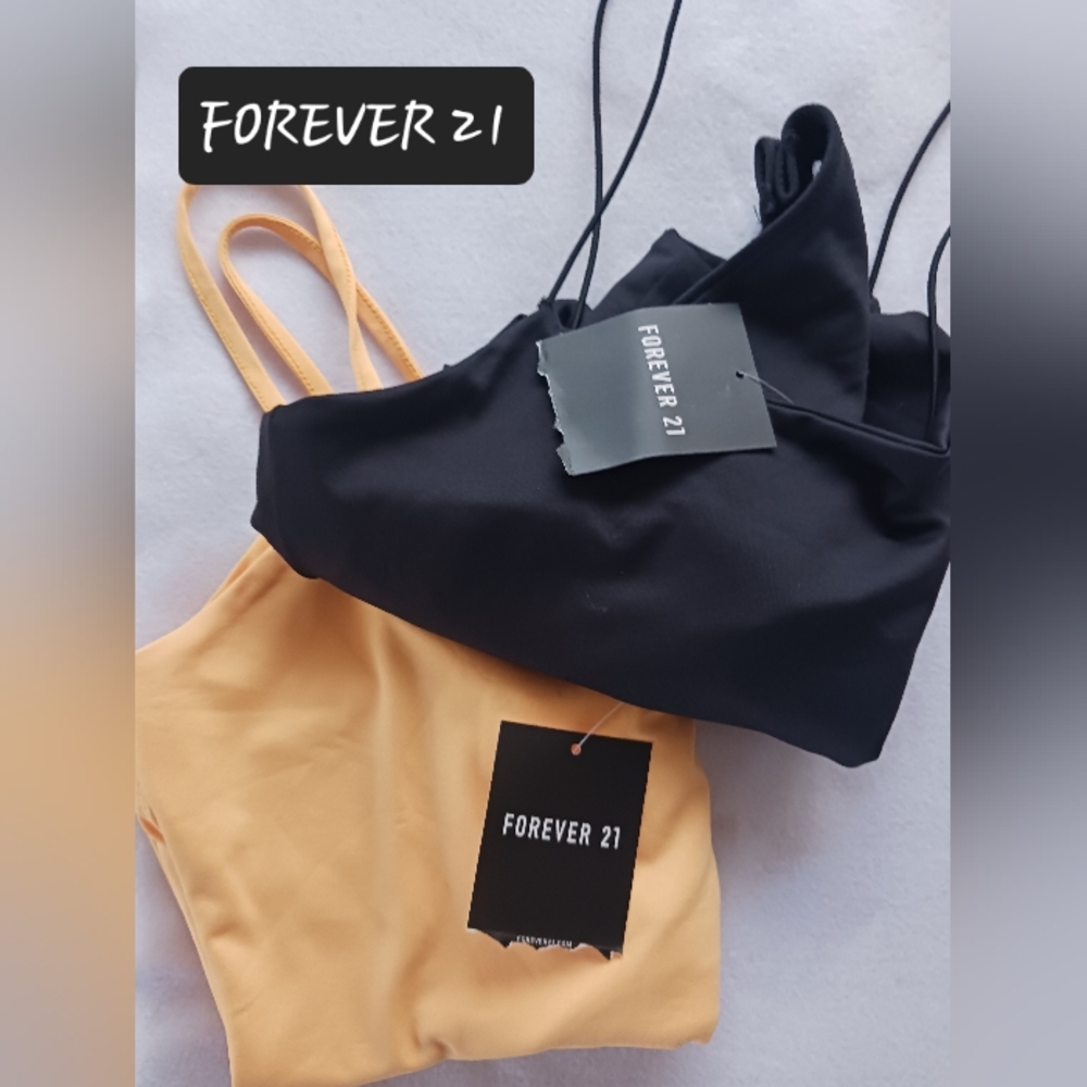 SET OF 2 BODYSUITS Forever 21 BRAND NEW black and Marigold